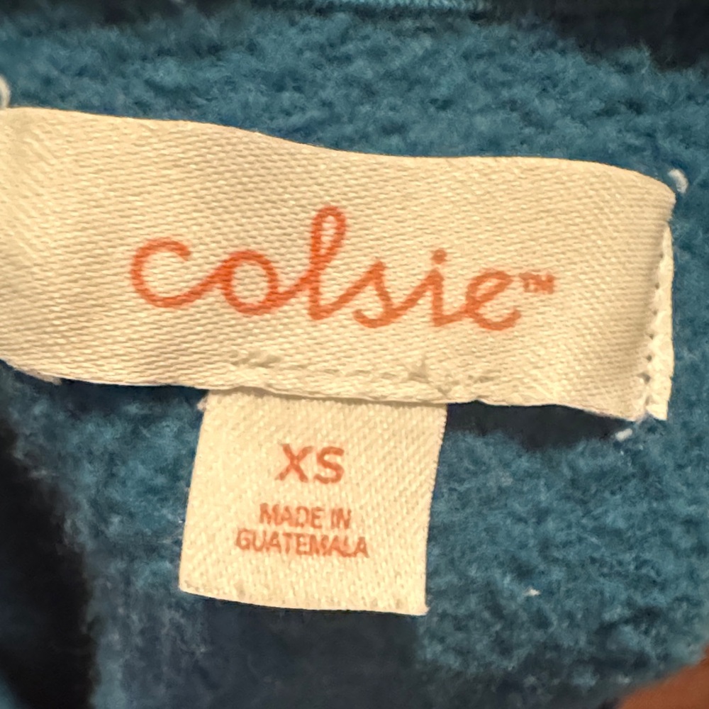 Colsie Women’s Teal Blue Longsleeve Top Cropped Sweatshirt Casual Shirt XS - Picture 7 of 7